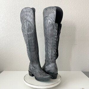 Lane LEXINGTON Over The Knee Womens Cowboy Boots 7.5 Black Western Cowgirl Tall